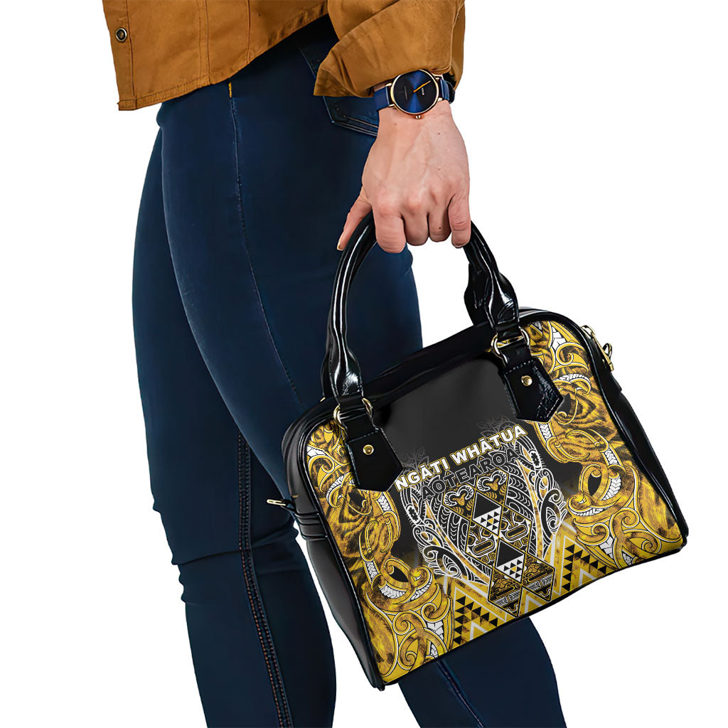 Aotearoa Ngati Whatua Shoulder Handbag Maori Tribal Gold Paua Shell Pattern DT05 - Polynesian Pride