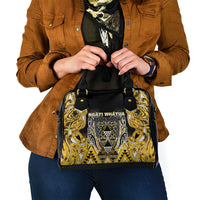 Aotearoa Ngati Whatua Shoulder Handbag Maori Tribal Gold Paua Shell Pattern DT05 - Polynesian Pride