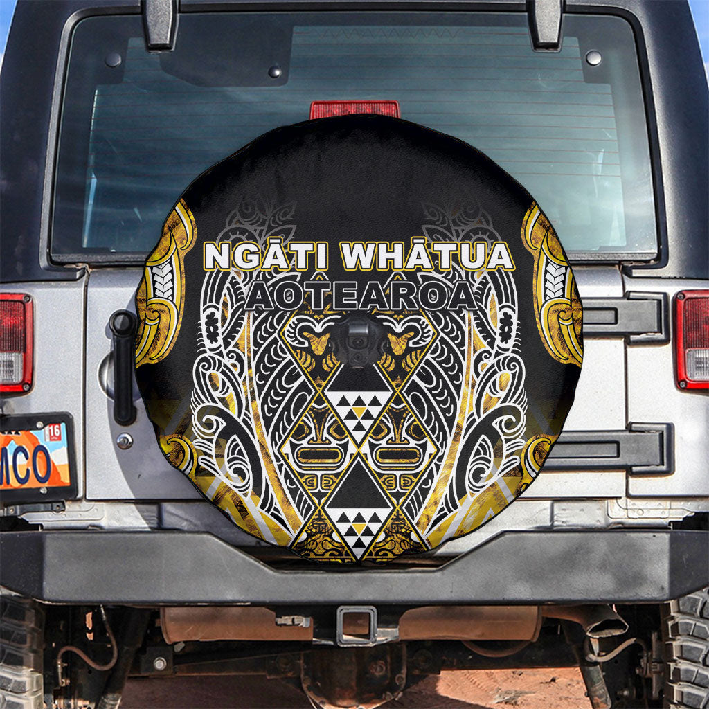 Aotearoa Ngati Whatua Spare Tire Cover Maori Tribal Gold Paua Shell Pattern DT05 Yellow - Polynesian Pride