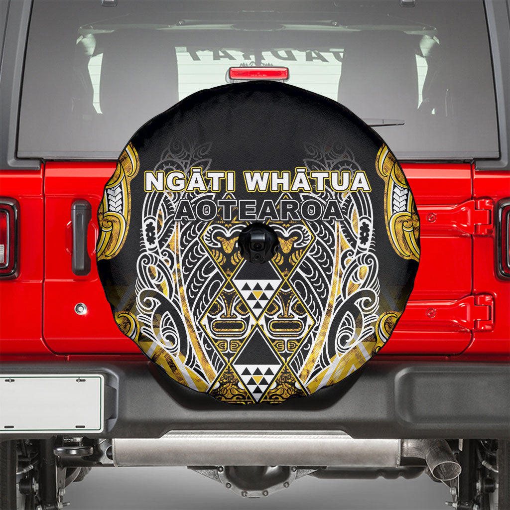 Aotearoa Ngati Whatua Spare Tire Cover Maori Tribal Gold Paua Shell Pattern DT05 - Polynesian Pride