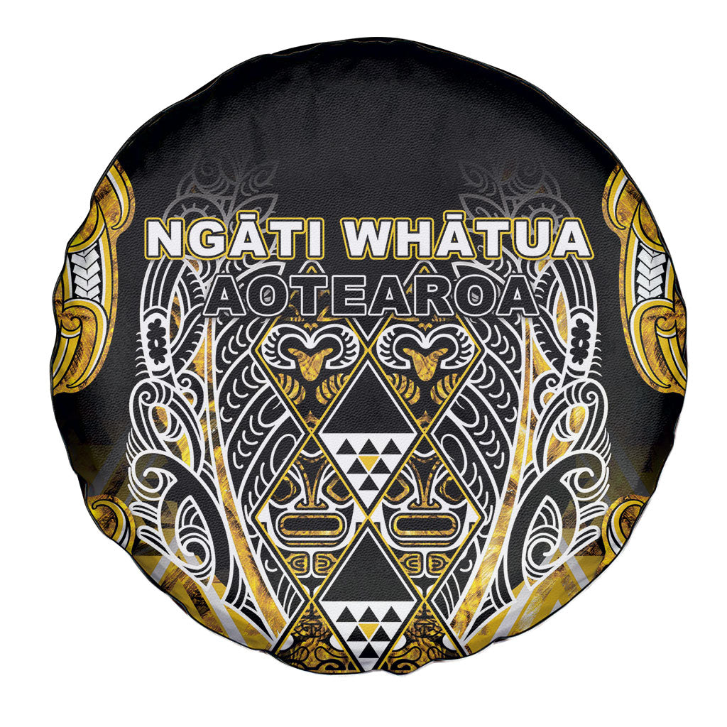 Aotearoa Ngati Whatua Spare Tire Cover Maori Tribal Gold Paua Shell Pattern DT05 - Polynesian Pride