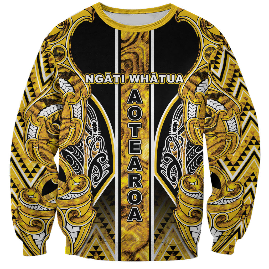 Aotearoa Ngati Whatua Sweatshirt Maori Tribal Gold Paua Shell Pattern DT05 Unisex Yellow - Polynesian Pride