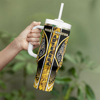 Aotearoa Ngati Whatua Tumbler With Handle Maori Tribal Gold Paua Shell Pattern DT05 - Polynesian Pride
