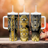 Aotearoa Ngati Whatua Tumbler With Handle Maori Tribal Gold Paua Shell Pattern DT05 - Polynesian Pride