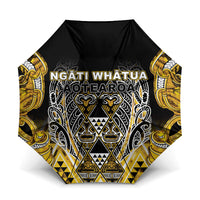 Aotearoa Ngati Whatua Umbrella Maori Tribal Gold Paua Shell Pattern DT05 One Size Folded 11.42 inch Opened Diameter 37.4 inch Yellow - Polynesian Pride
