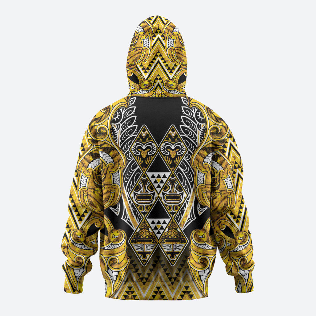 Aotearoa Ngati Whatua Zip Hoodie Maori Tribal Gold Paua Shell Pattern DT05 - Polynesian Pride