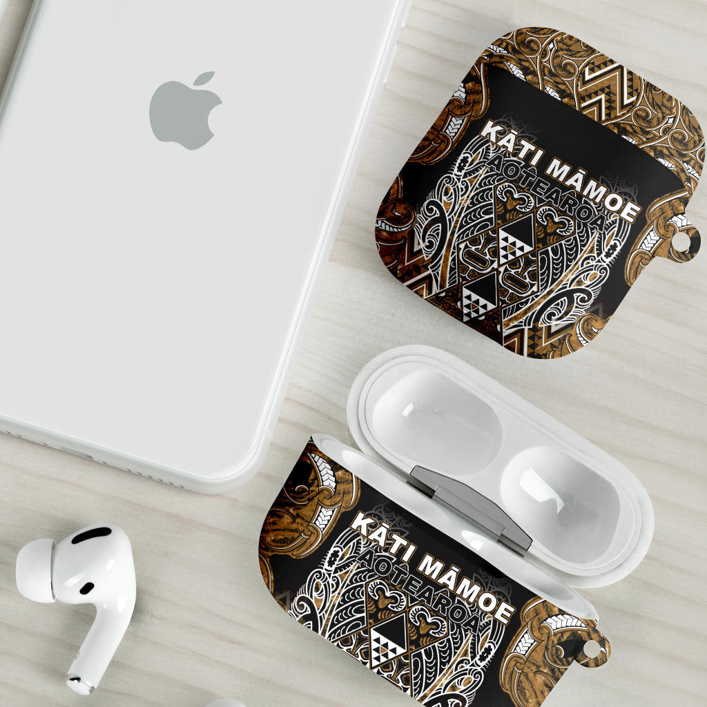 Aotearoa Kati Mamoe AirPods Case Maori Brown Tribal Paua Shell Pattern DT05 - Polynesian Pride