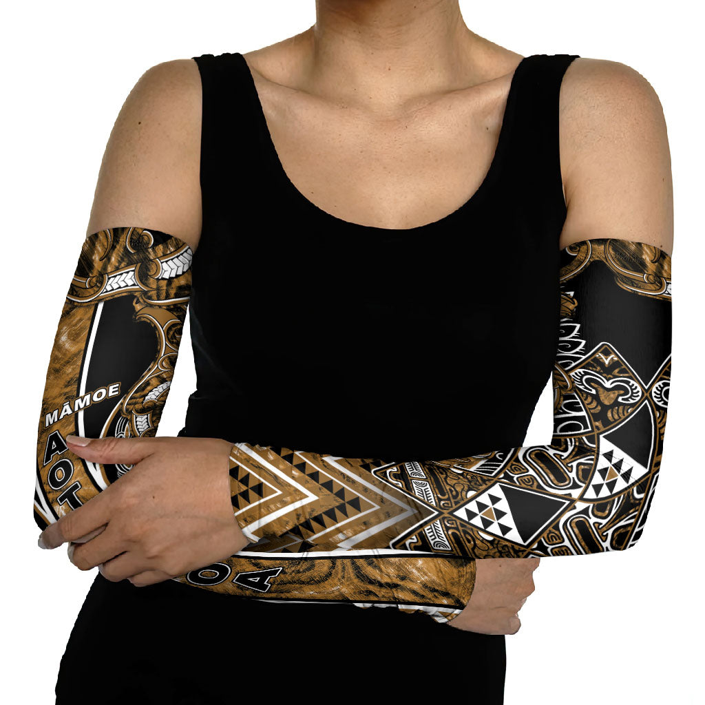 Aotearoa Kati Mamoe Arm Sleeves Maori Brown Tribal Paua Shell Pattern DT05 - Polynesian Pride