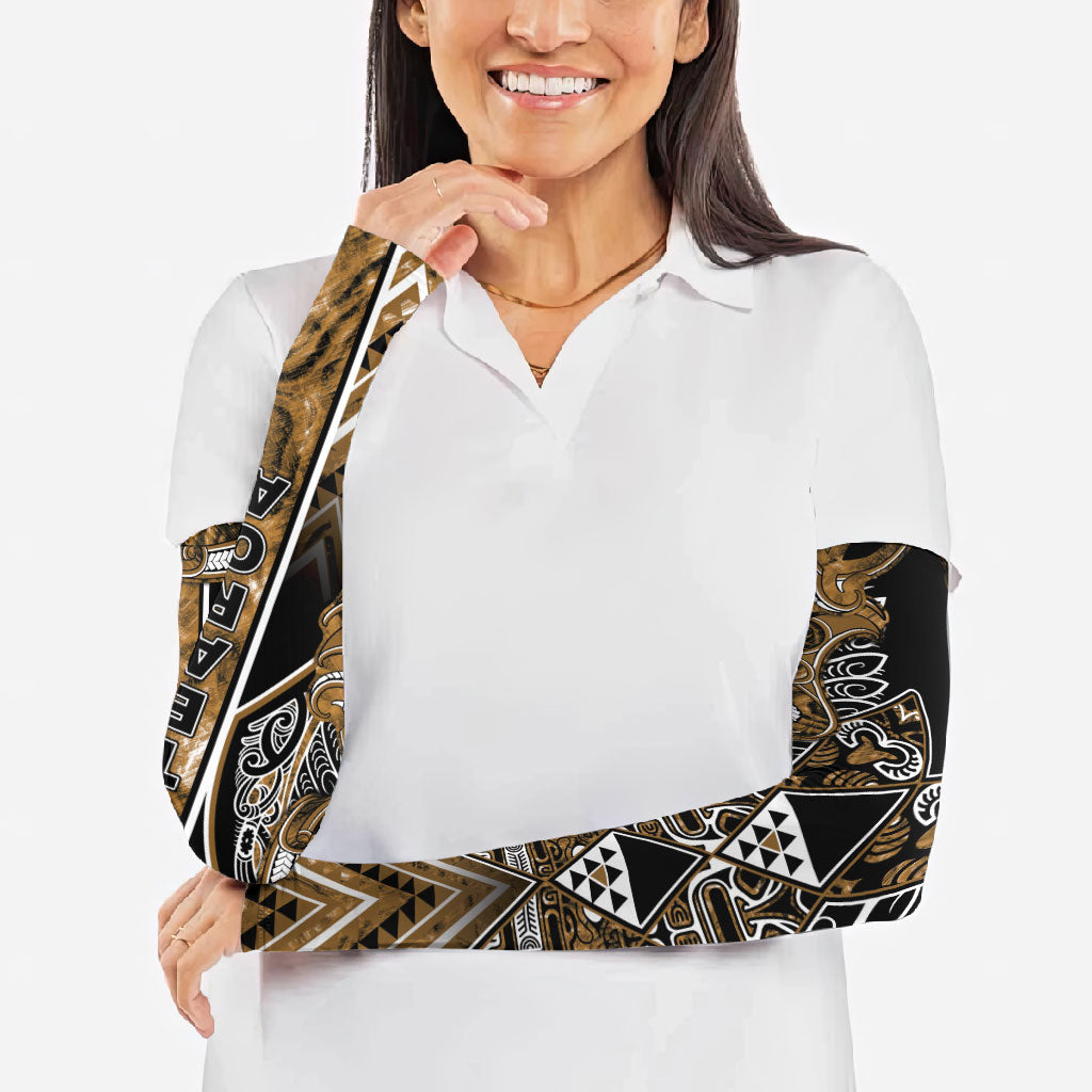 Aotearoa Kati Mamoe Arm Sleeves Maori Brown Tribal Paua Shell Pattern DT05 - Polynesian Pride
