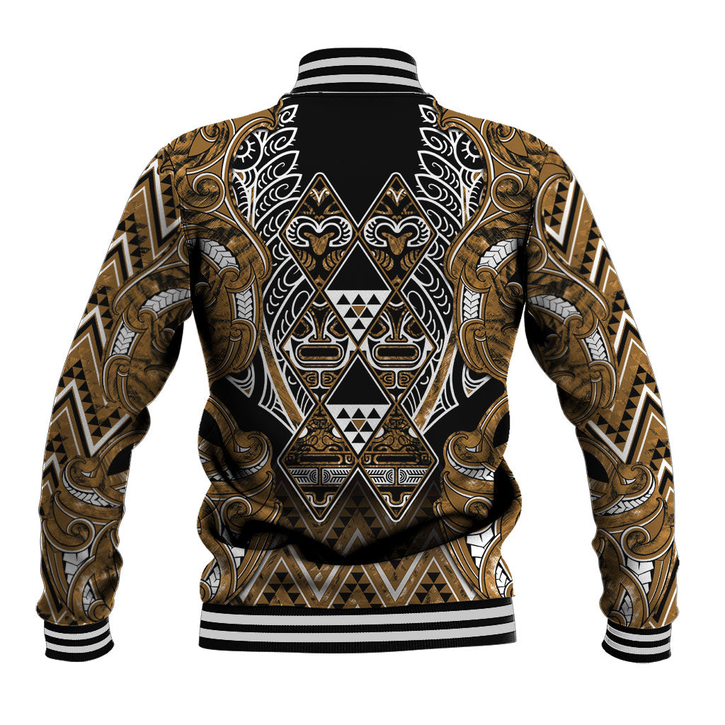 Aotearoa Kati Mamoe Baseball Jacket Maori Brown Tribal Paua Shell Pattern DT05 - Polynesian Pride
