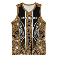 Aotearoa Kati Mamoe Basketball Jersey Maori Brown Tribal Paua Shell Pattern DT05 Unisex Brown - Polynesian Pride