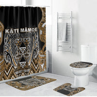 Aotearoa Kati Mamoe Bathroom Set Maori Brown Tribal Paua Shell Pattern DT05 Bathroom Set (4 pcs) Brown - Polynesian Pride