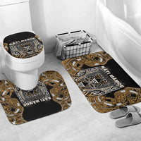 Aotearoa Kati Mamoe Bathroom Set Maori Brown Tribal Paua Shell Pattern DT05 Mat Set Only (3 pcs) One Size Brown - Polynesian Pride