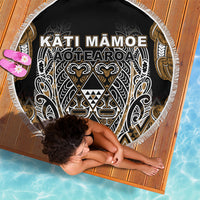 Aotearoa Kati Mamoe Beach Blanket Maori Brown Tribal Paua Shell Pattern DT05 - Polynesian Pride