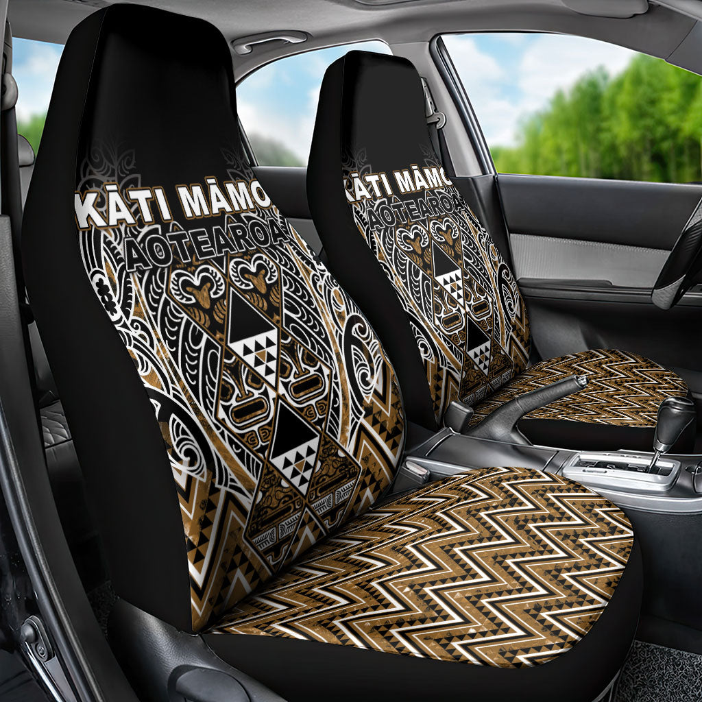 Aotearoa Kati Mamoe Car Seat Cover Maori Brown Tribal Paua Shell Pattern DT05 - Polynesian Pride