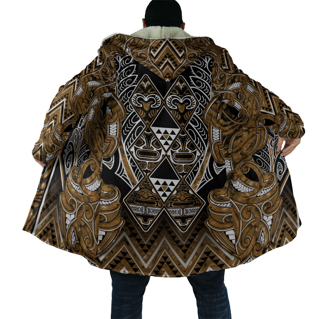 Aotearoa Kati Mamoe Cloak Maori Brown Tribal Paua Shell Pattern DT05 - Polynesian Pride