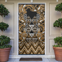 Aotearoa Kati Mamoe Door Cover Maori Brown Tribal Paua Shell Pattern DT05 Brown - Polynesian Pride