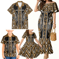 Aotearoa Kati Mamoe Family Matching Mermaid Dress and Hawaiian Shirt Maori Brown Tribal Paua Shell Pattern DT05 - Polynesian Pride