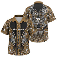Aotearoa Kati Mamoe Family Matching Off The Shoulder Long Sleeve Dress and Hawaiian Shirt Maori Brown Tribal Paua Shell Pattern DT05 Son's Shirt Brown - Polynesian Pride