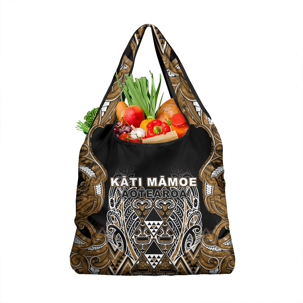 Aotearoa Kati Mamoe Grocery Bag Maori Brown Tribal Paua Shell Pattern DT05 1-pack One Size Brown - Polynesian Pride