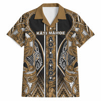 Aotearoa Kati Mamoe Hawaiian Shirt Maori Brown Tribal Paua Shell Pattern DT05 Brown - Polynesian Pride