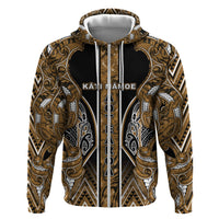 Aotearoa Kati Mamoe Hoodie Maori Brown Tribal Paua Shell Pattern DT05 Zip Hoodie Brown - Polynesian Pride