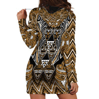 Aotearoa Kati Mamoe Hoodie Dress Maori Brown Tribal Paua Shell Pattern DT05 - Polynesian Pride
