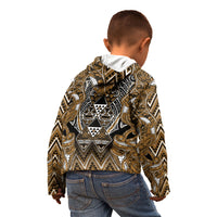 Aotearoa Kati Mamoe Kid Hoodie Maori Brown Tribal Paua Shell Pattern DT05 - Polynesian Pride