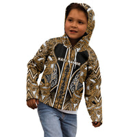 Aotearoa Kati Mamoe Kid Hoodie Maori Brown Tribal Paua Shell Pattern DT05 - Polynesian Pride