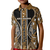 Aotearoa Kati Mamoe Kid Polo Shirt Maori Brown Tribal Paua Shell Pattern DT05 Kid Brown - Polynesian Pride