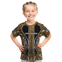 Aotearoa Kati Mamoe Kid T Shirt Maori Brown Tribal Paua Shell Pattern DT05 Brown - Polynesian Pride