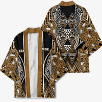 Aotearoa Kati Mamoe Kimono Maori Brown Tribal Paua Shell Pattern DT05 - Polynesian Pride