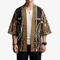 Aotearoa Kati Mamoe Kimono Maori Brown Tribal Paua Shell Pattern DT05 - Polynesian Pride