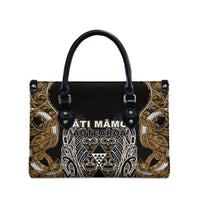 Aotearoa Kati Mamoe Leather Bag Maori Brown Tribal Paua Shell Pattern DT05 - Polynesian Pride