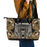 Aotearoa Kati Mamoe Leather Tote Bag Maori Brown Tribal Paua Shell Pattern DT05 - Polynesian Pride