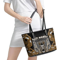 Aotearoa Kati Mamoe Leather Tote Bag Maori Brown Tribal Paua Shell Pattern DT05 - Polynesian Pride