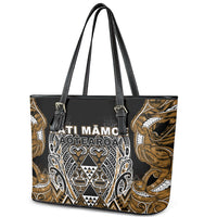 Aotearoa Kati Mamoe Leather Tote Bag Maori Brown Tribal Paua Shell Pattern DT05 - Polynesian Pride