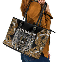 Aotearoa Kati Mamoe Leather Tote Bag Maori Brown Tribal Paua Shell Pattern DT05 - Polynesian Pride