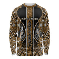Aotearoa Kati Mamoe Long Sleeve Shirt Maori Brown Tribal Paua Shell Pattern DT05 Unisex Brown - Polynesian Pride