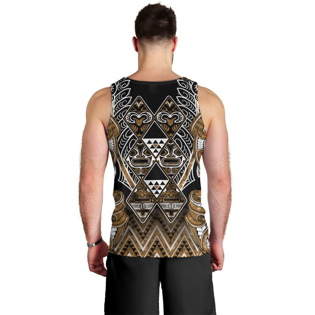 Aotearoa Kati Mamoe Men Tank Top Maori Brown Tribal Paua Shell Pattern DT05 - Polynesian Pride