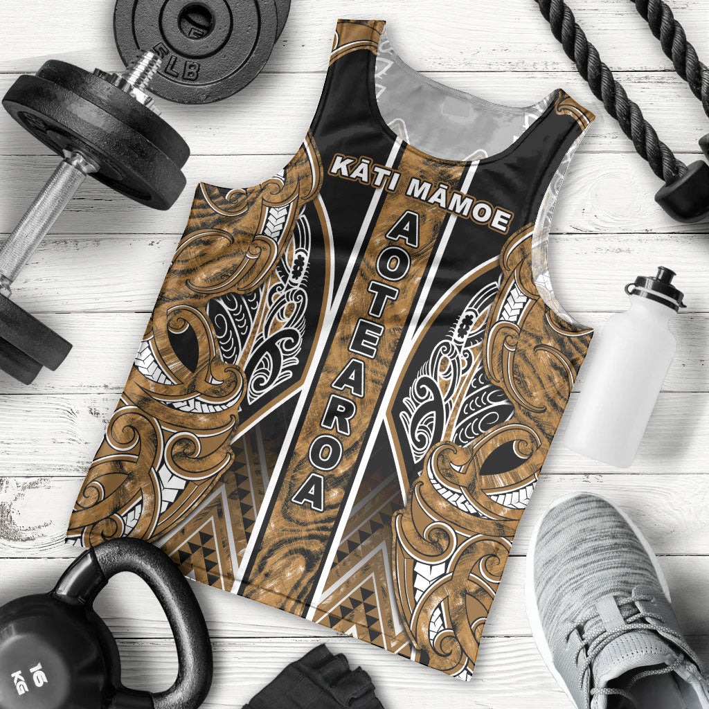 Aotearoa Kati Mamoe Men Tank Top Maori Brown Tribal Paua Shell Pattern DT05 - Polynesian Pride