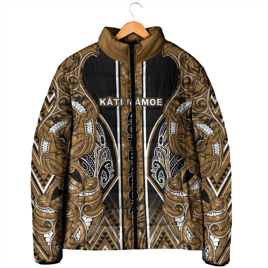 Aotearoa Kati Mamoe Padded Jacket Maori Brown Tribal Paua Shell Pattern DT05 - Polynesian Pride