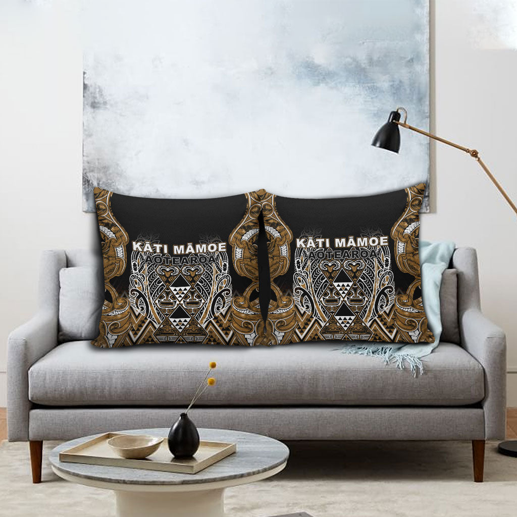 Aotearoa Kati Mamoe Pillow Cover Maori Brown Tribal Paua Shell Pattern DT05 - Polynesian Pride