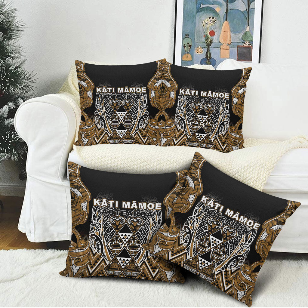 Aotearoa Kati Mamoe Pillow Cover Maori Brown Tribal Paua Shell Pattern DT05 - Polynesian Pride