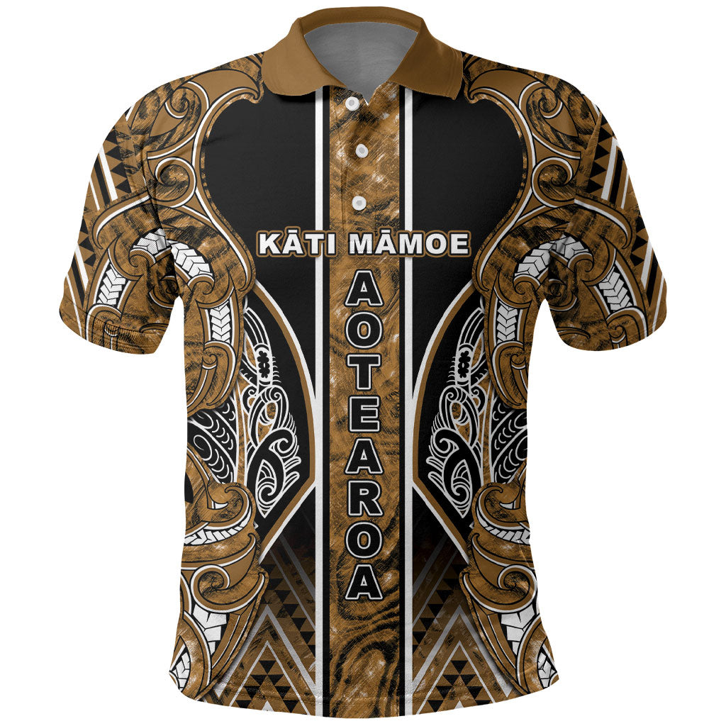 Aotearoa Kati Mamoe Polo Shirt Maori Brown Tribal Paua Shell Pattern DT05 Brown - Polynesian Pride