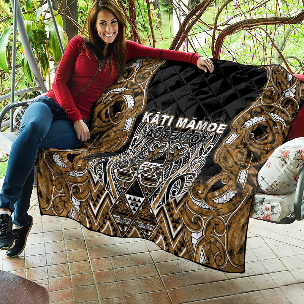 Aotearoa Kati Mamoe Quilt Maori Brown Tribal Paua Shell Pattern DT05 - Polynesian Pride
