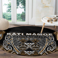 Aotearoa Kati Mamoe Round Carpet Maori Brown Tribal Paua Shell Pattern DT05 - Polynesian Pride