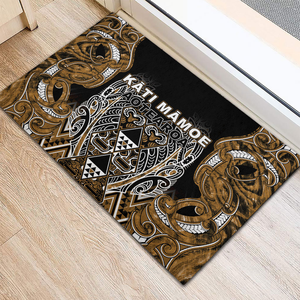Aotearoa Kati Mamoe Rubber Doormat Maori Brown Tribal Paua Shell Pattern DT05 - Polynesian Pride
