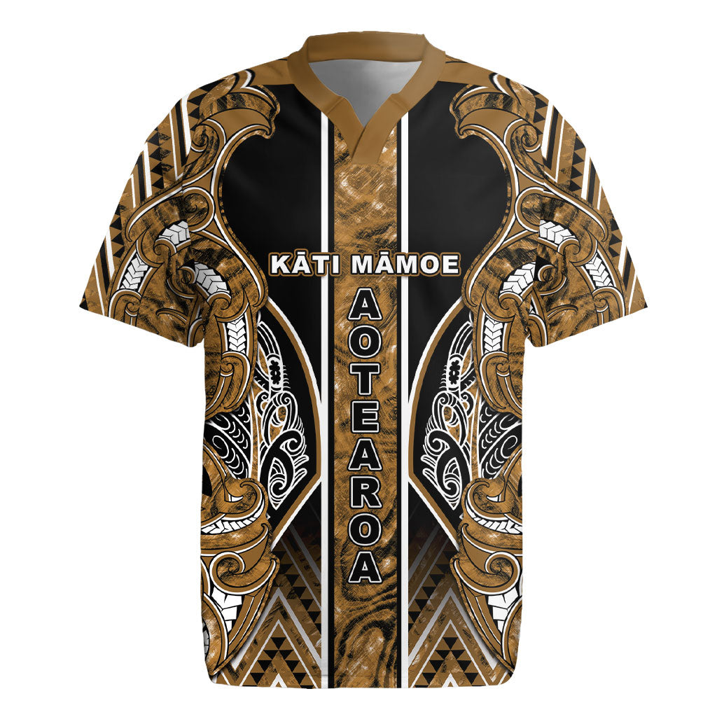 Aotearoa Kati Mamoe Rugby Jersey Maori Brown Tribal Paua Shell Pattern DT05 Brown - Polynesian Pride