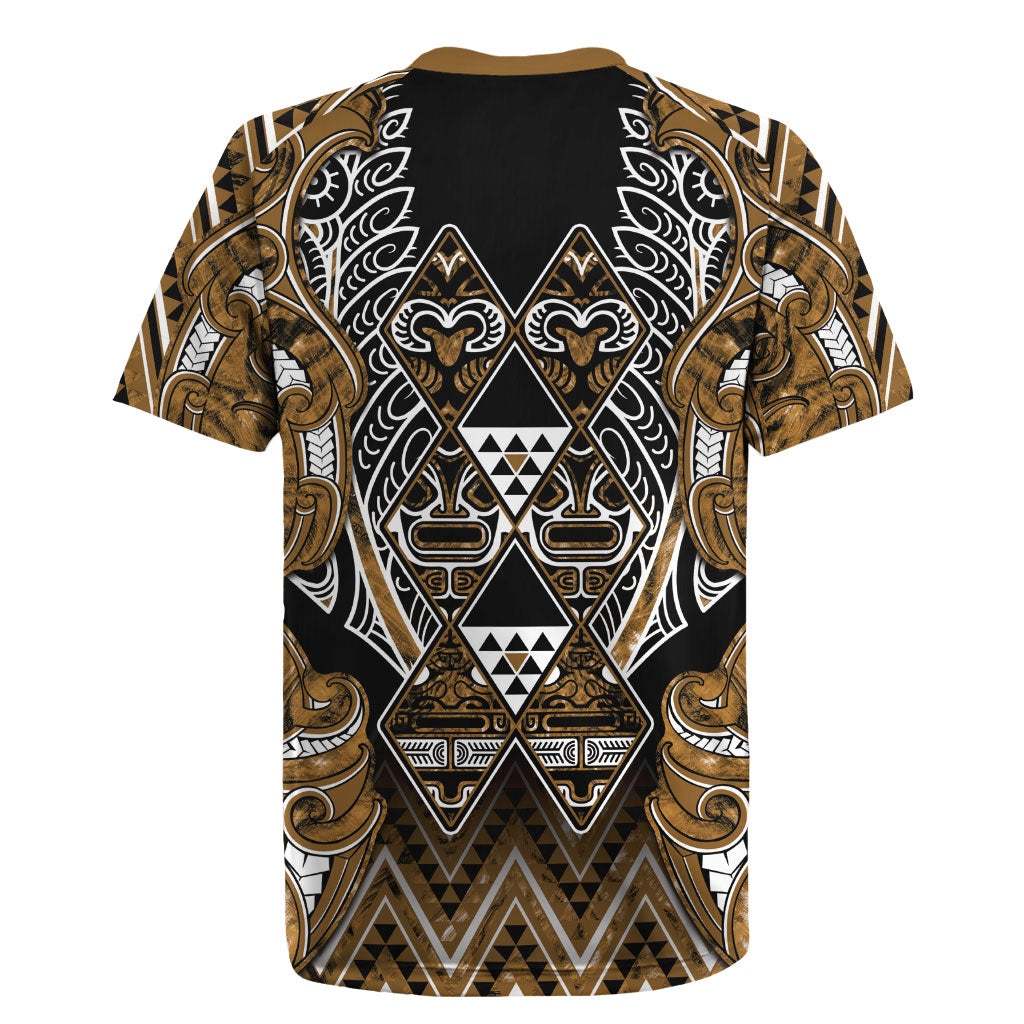 Aotearoa Kati Mamoe Rugby Jersey Maori Brown Tribal Paua Shell Pattern DT05 - Polynesian Pride